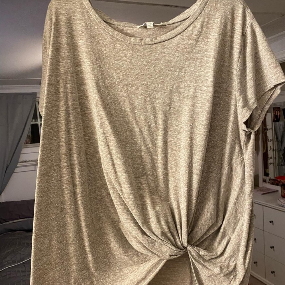 Tan Blouse with tied knot at the end